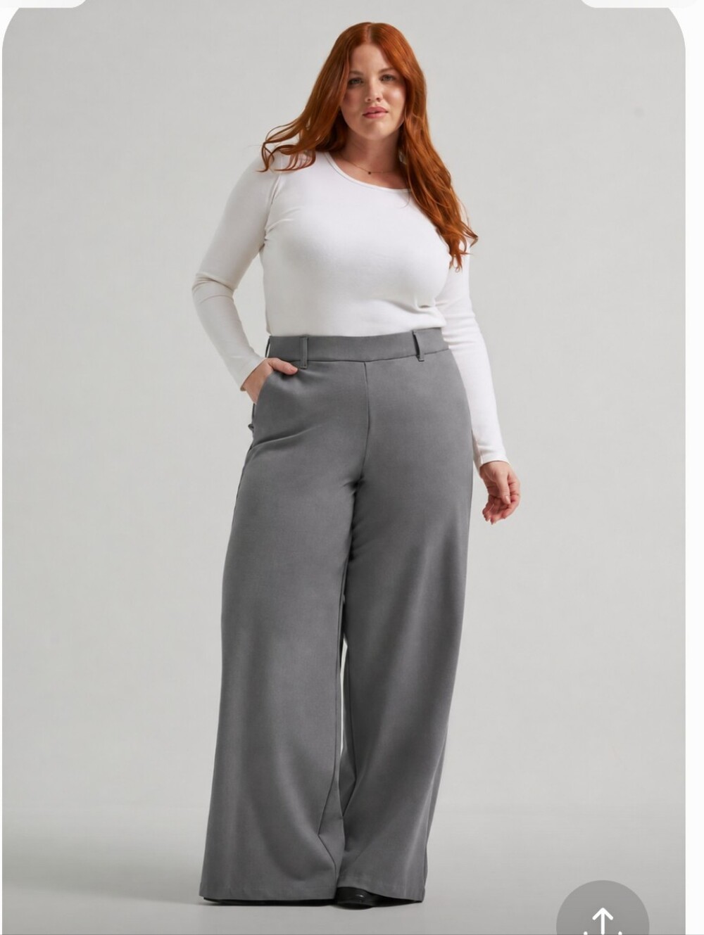 Lee Gray Ponte Ultra Lux Pull On Wide Leg Womens Pants, Sz18